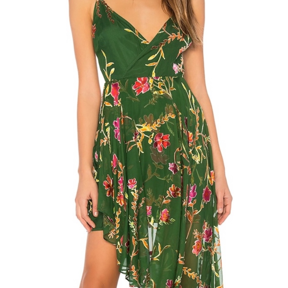 LOVERS + FRIENDS CATERINA DRESS. COLOR JADE FLORAL. SIZE SMALL